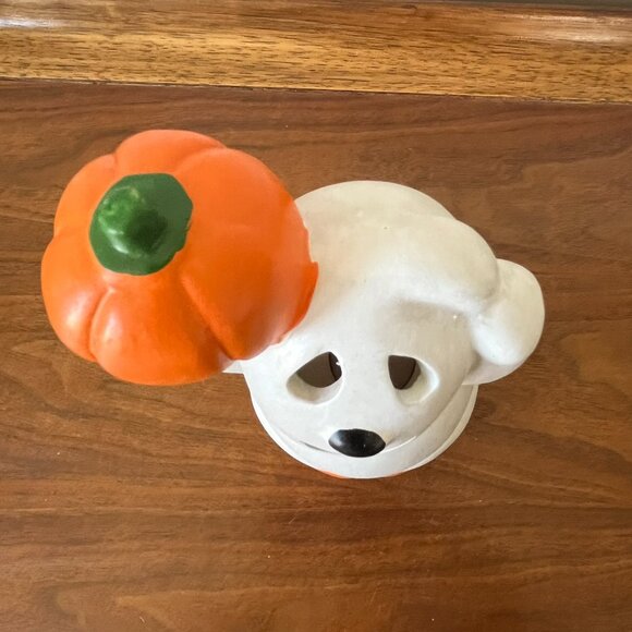 Vintage Ceramic Halloween Ghost & Pumpkin Tea Light Candle Holder Jack-O-Lantern - Picture 13 of 16